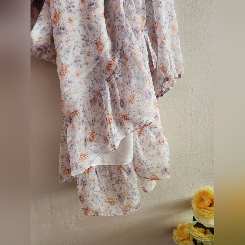 Floral Maxi Dress by 1 State - White and Orange - Picture 5 of 6